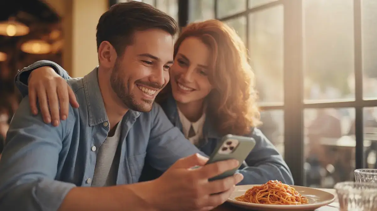 a couple enjoying food and chilling