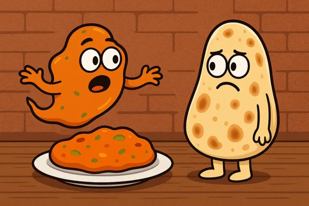 urry ghost floating away from sad naan bread in funny curry puns scene