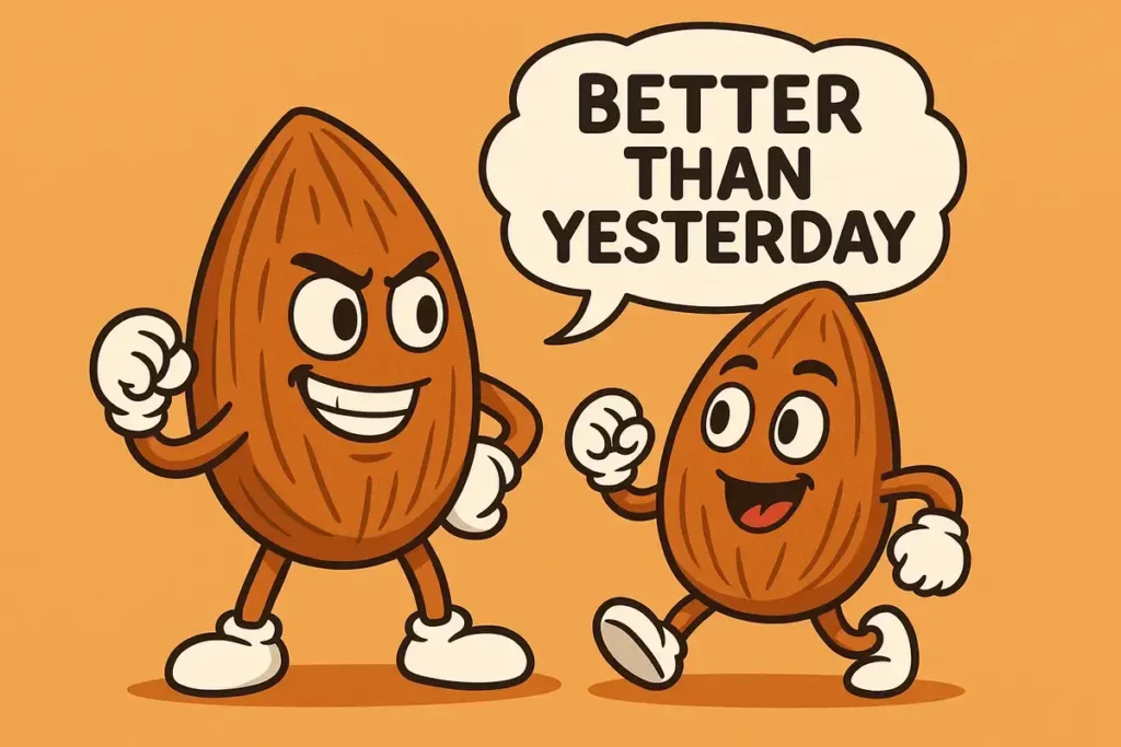 almonds with expressive faces for funny nut jokes