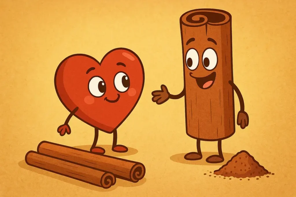 heart and cinnamon stick illustration for cinnamon puns