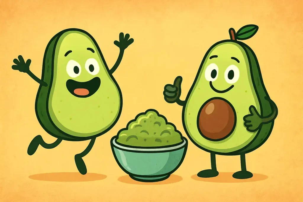 avocados celebrating with guacamole bowl