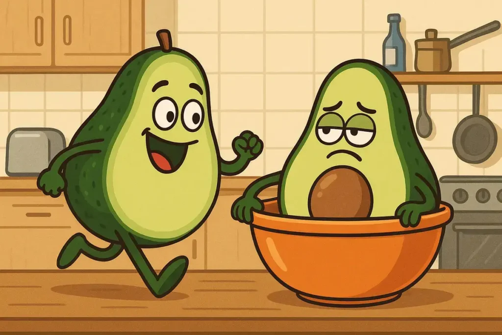avocados in kitchen acting out funny avocado jokes