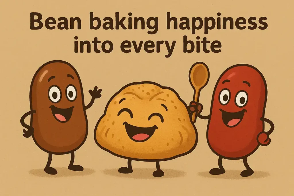 beans baking bread together with happy expressions