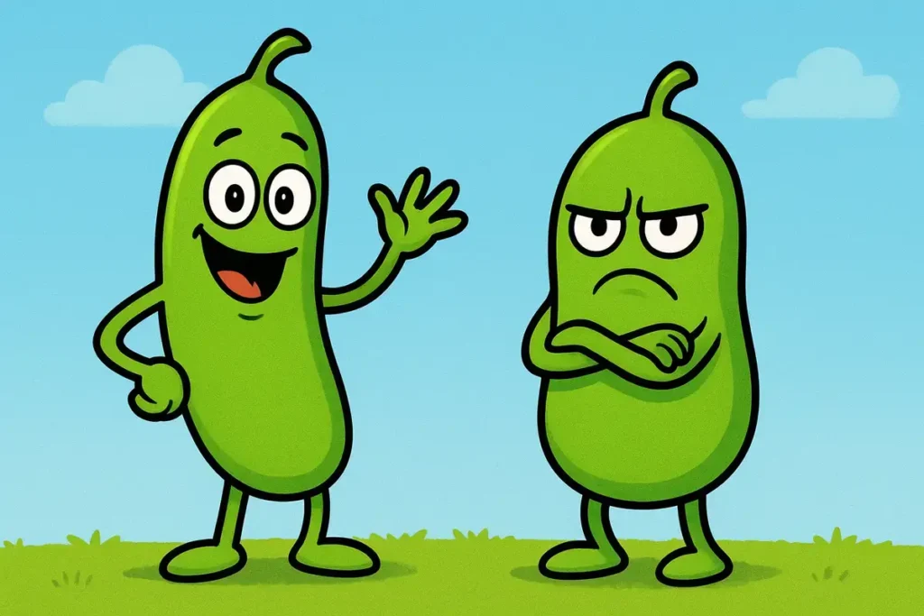 green beans with funny expressions, perfect for funny bean jokes