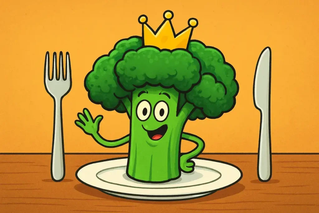 character wearing crown on dinner plate