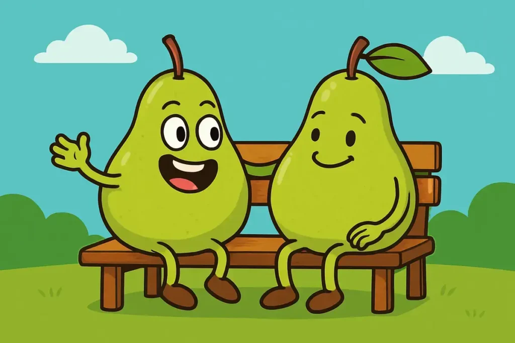 pears on bench showing friendship