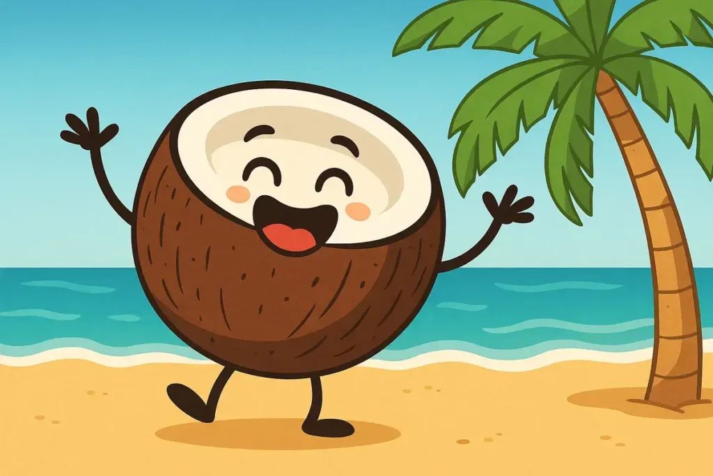coconut on beach for coconut puns
