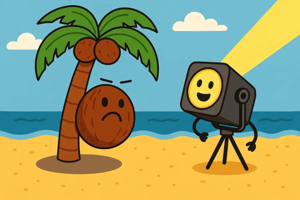 coconut tree throwing shade on spotlight