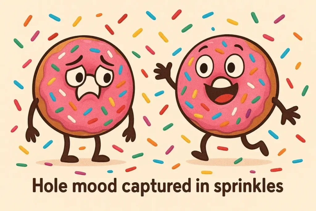 donuts with sprinkles showing moods, perfect for funny donut jokes.