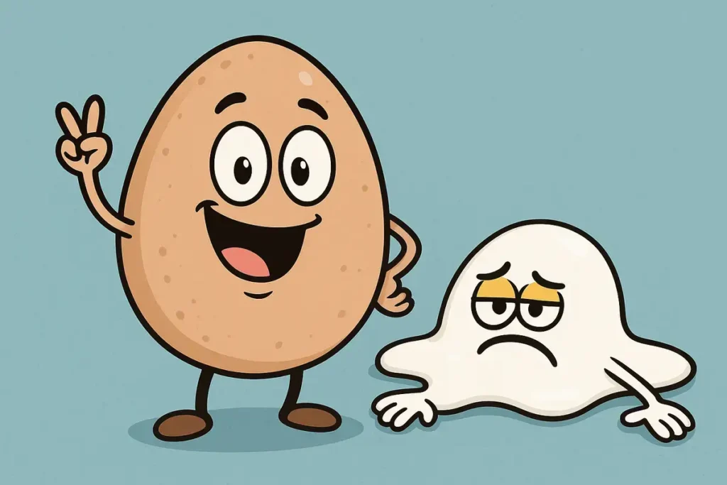eggs showing emotions in a funny scene