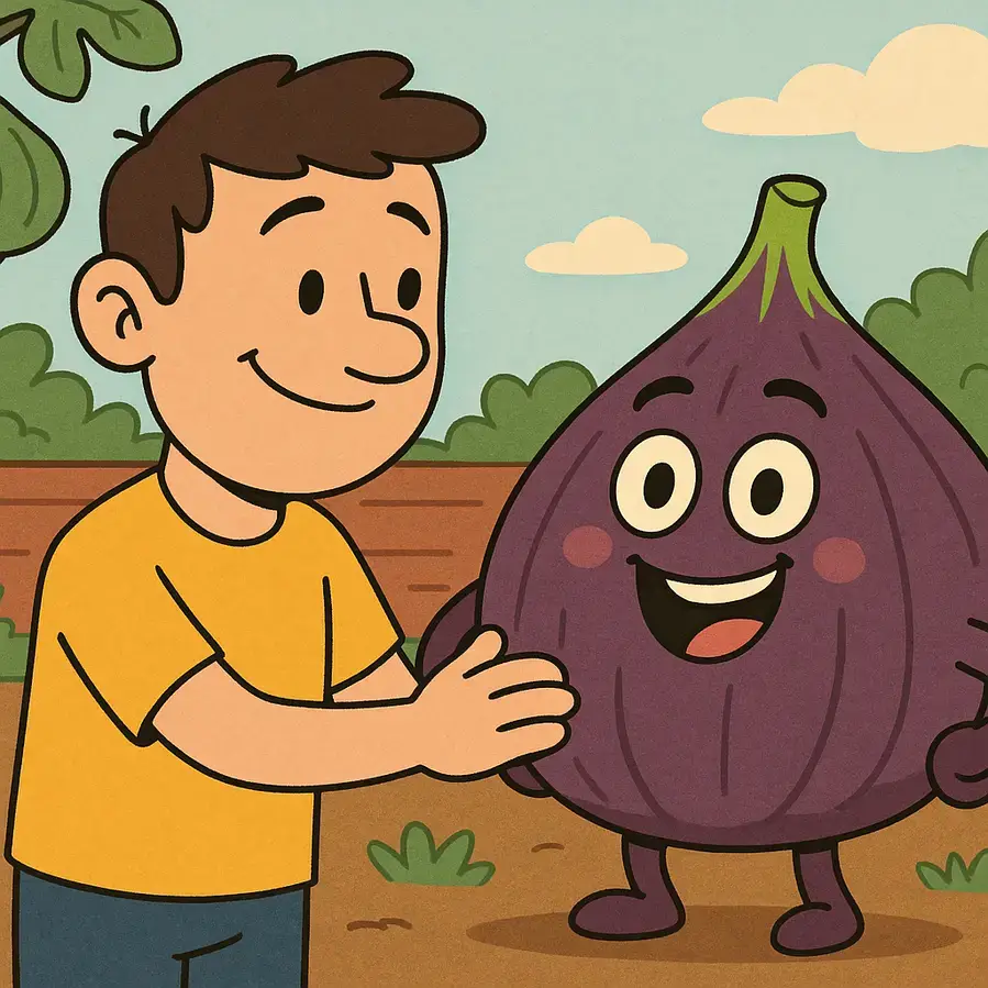 proud fig and person in garden
