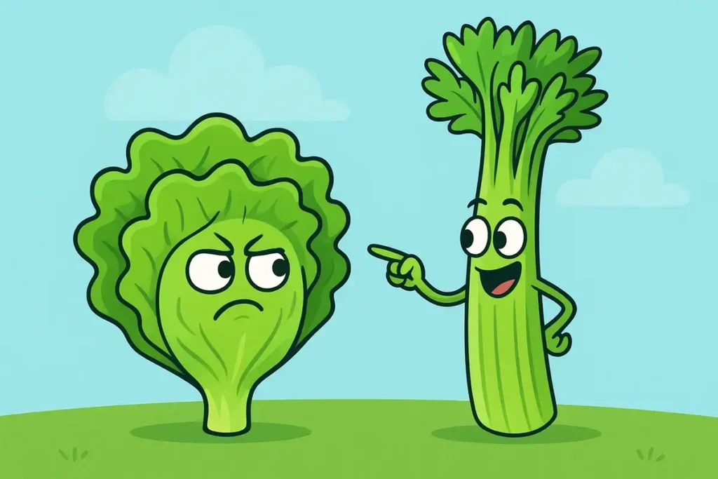lettuce joke cartoon of anthropomorphic