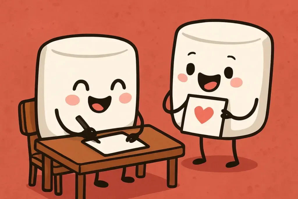marshmallows sharing gooey love letters