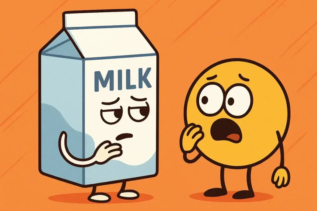 funny milk puns with cultured milk and shocked emoji character