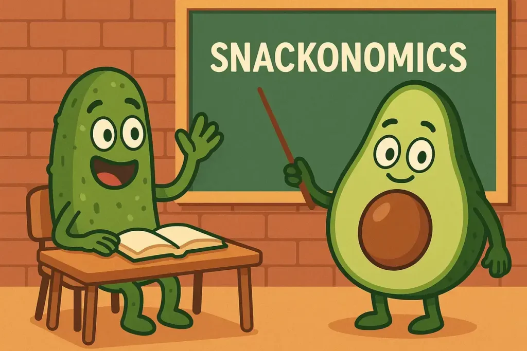 pickle and avocado in a Snackonomics classroom