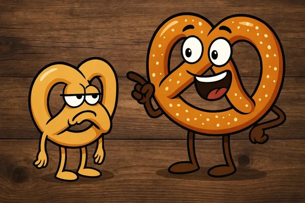 pretzels with funny expressions, perfect for pretzel puns.