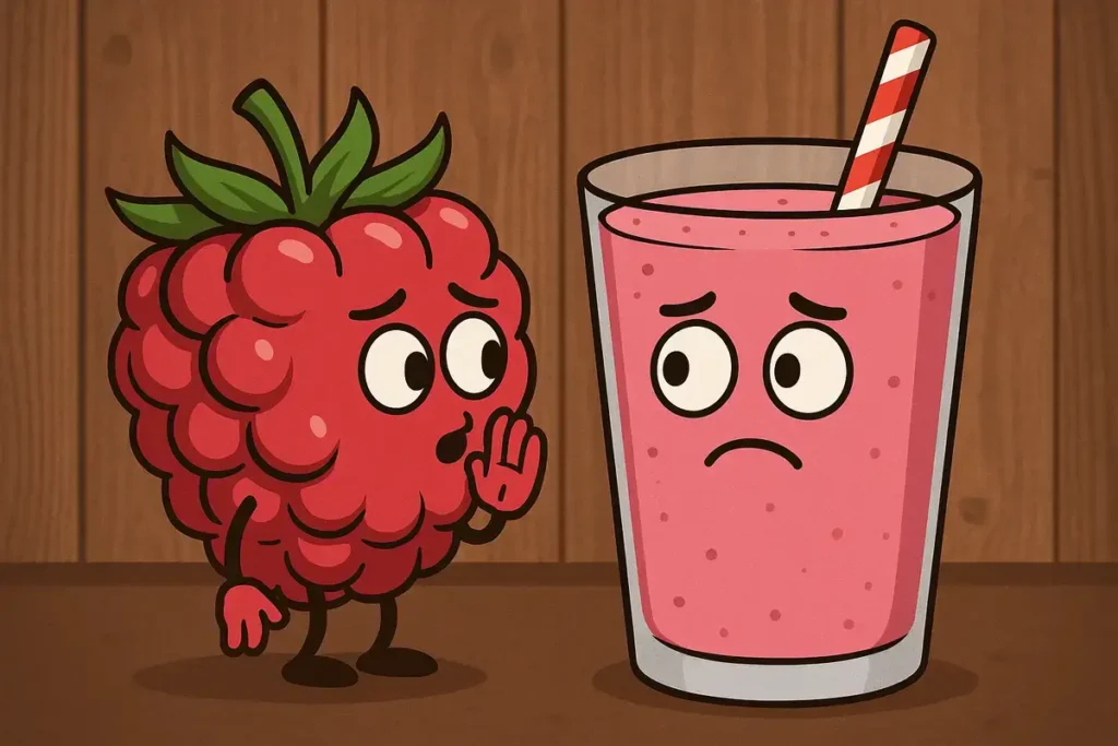 raspberry whispering in smoothie glass