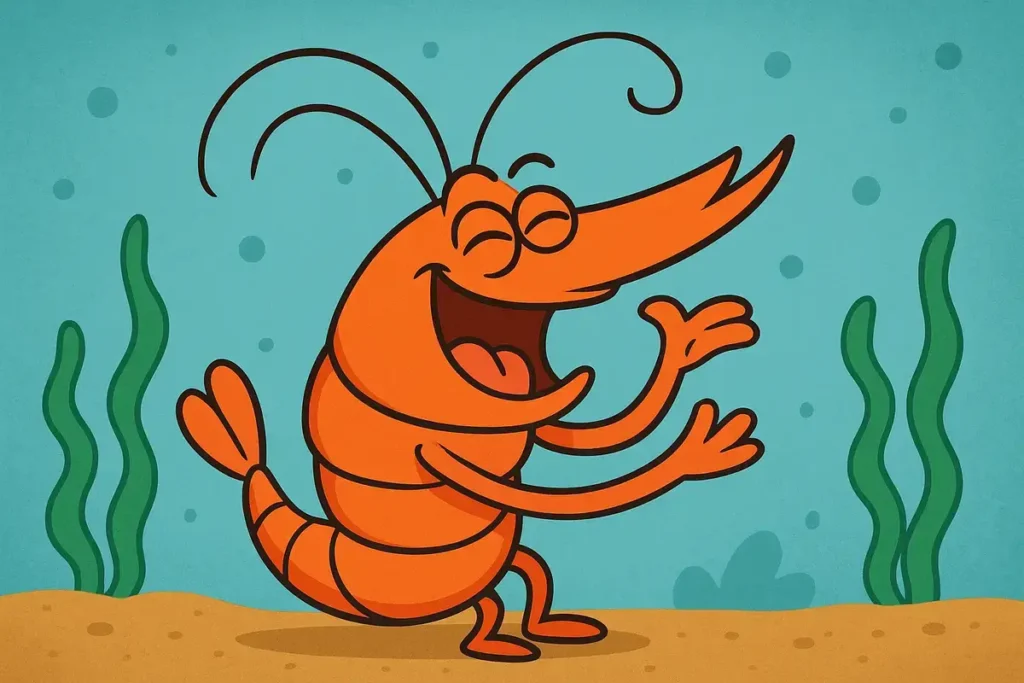 shrimp laughing underwater