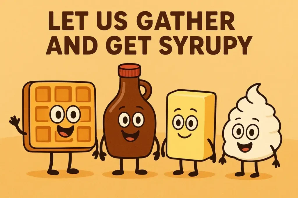 Funny waffle joke with cartoon waffle