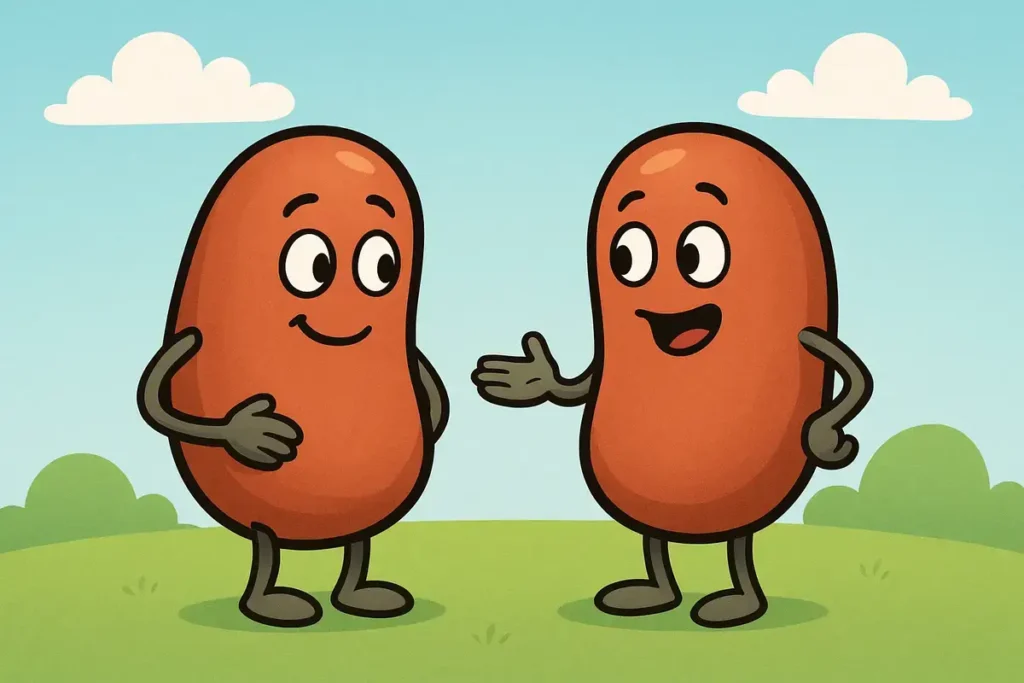 beans talking and listening in a funny bean jokes
